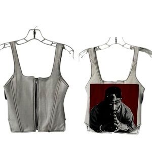 NWT Urban Renewal Vintage Inspired Tupac Front zip vest top S/M